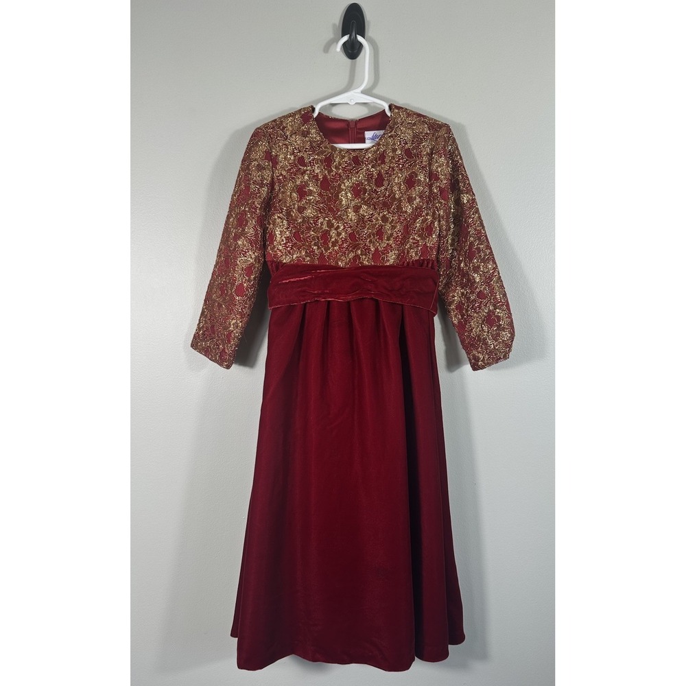 Storybook Heirloom Dress Girls 5 Red Velvet Lace Fancy‎ Party Holiday Christmas